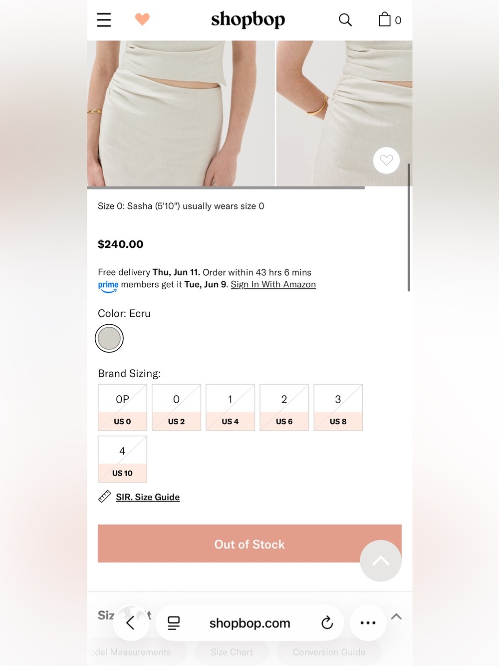 SIR. Affogato Asymmetric Top in Ecru - Picture 15 of 15